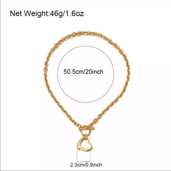 NEW 18K GOLD HEART CHOKER COLLAR NECKLACE - Picture 8 of 8